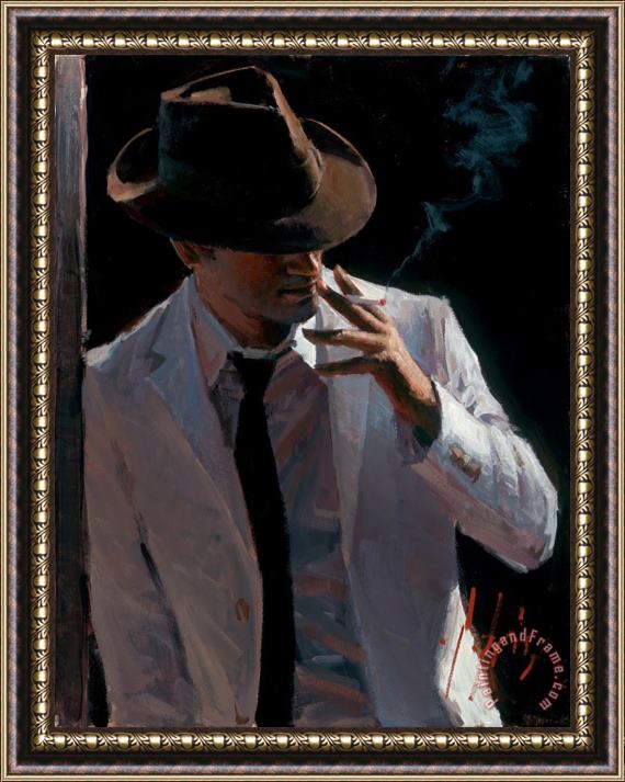 Fabian Perez Marcus with Hat And Cigarette Framed Painting