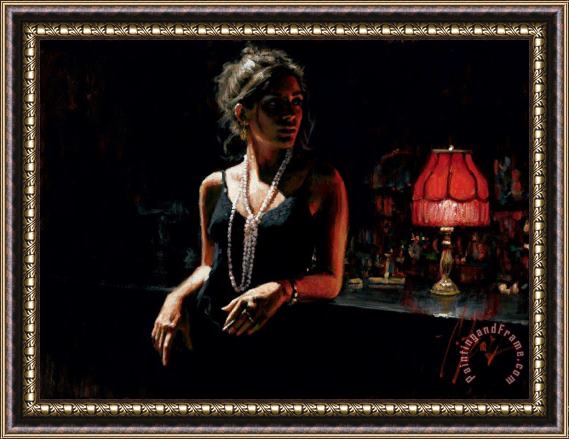 Fabian Perez Marina with Red Light Framed Painting