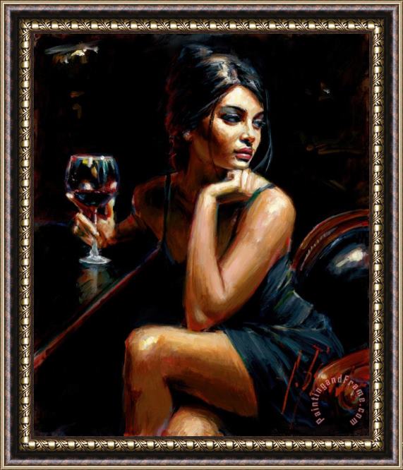 Fabian Perez Saba at Las Brujas IV with Red Wine Framed Painting