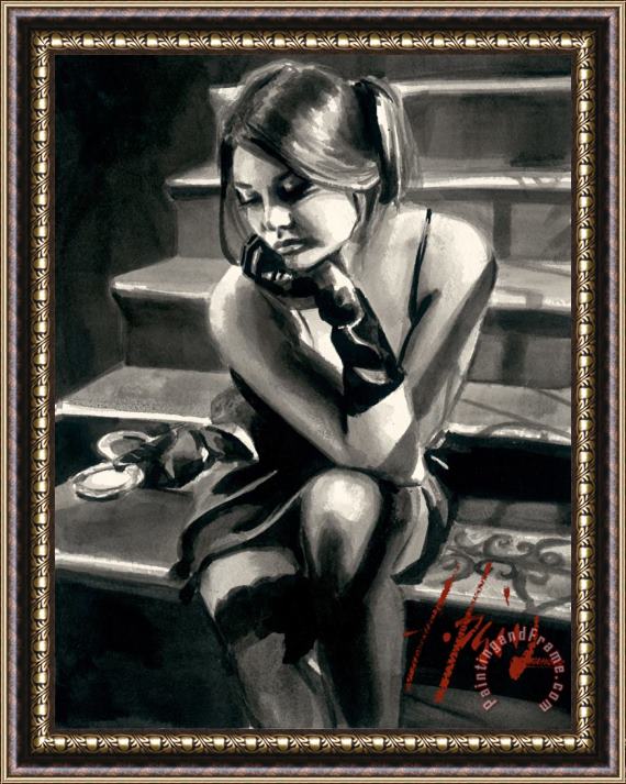Fabian Perez Saba on The Stairs Framed Painting