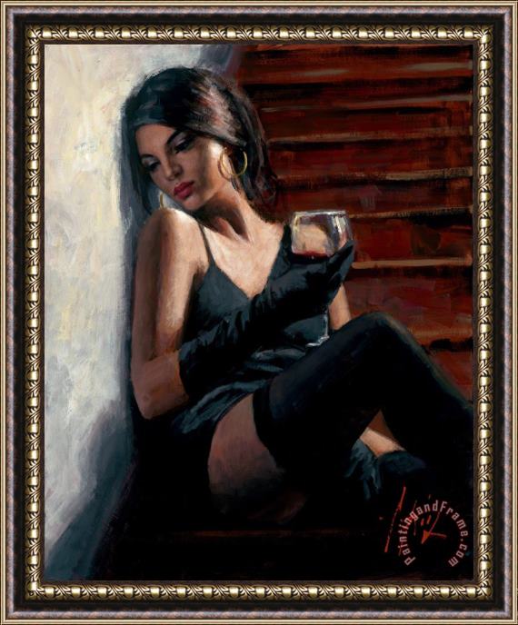 Fabian Perez Saba on The Stairs White Wall Framed Print
