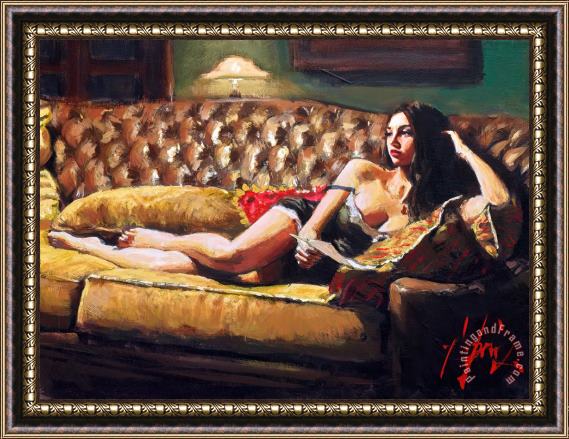 Fabian Perez Saba with a Letter Framed Painting