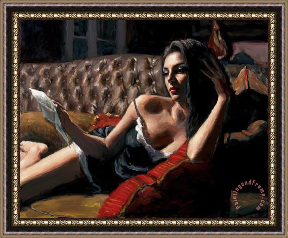 Fabian Perez Saba with Letter IV Framed Painting