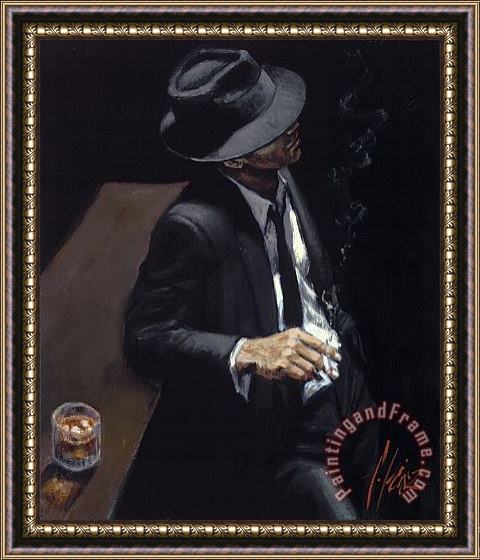 Fabian Perez Study for Man in Black Suit II Framed Painting