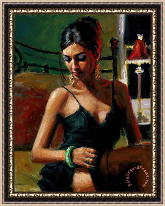 Fabian Perez Tess on Bed Framed Painting