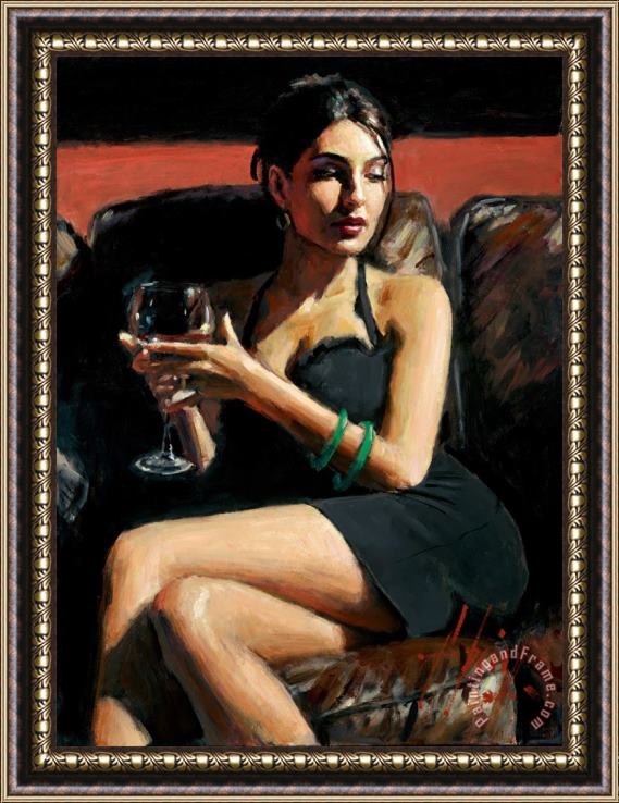 Fabian Perez Tess on Leather Couch Framed Painting