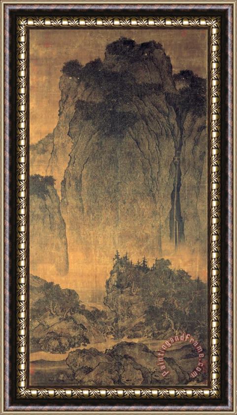 Fan Kuan Travelers Among Mountains And Streams Framed Print