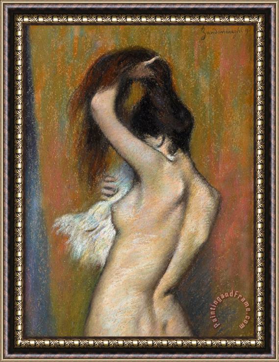 Federico Zandomeneghi Apres Le Bain Femme Nue S'essuyant, 1895 Framed Painting