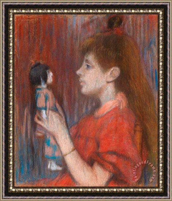 Federico Zandomeneghi Girl with Doll, 1917 Framed Painting