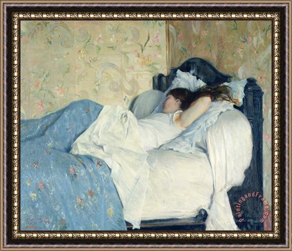 Federico Zandomeneghi In Bed Framed Painting