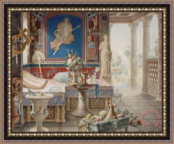 Felix Duban Architectural Fantasy in The Style of Pompeii Framed Print