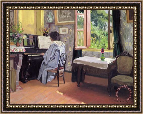 Felix Edouard Vallotton Lady At The Piano Framed Painting