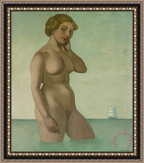 Felix Edouard Vallotton Nude With A Frigate Framed Painting