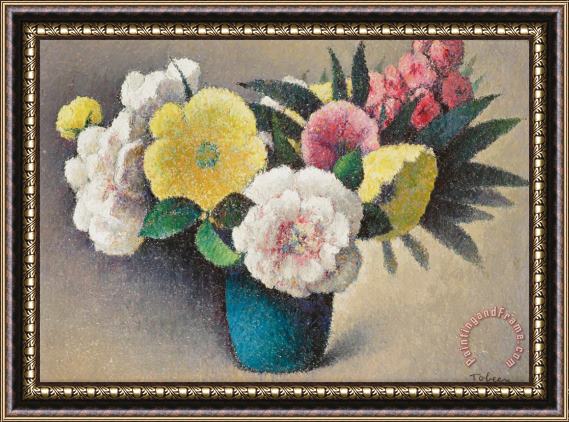Felix Elie Tobeen Still Life With Flowers Framed Painting
