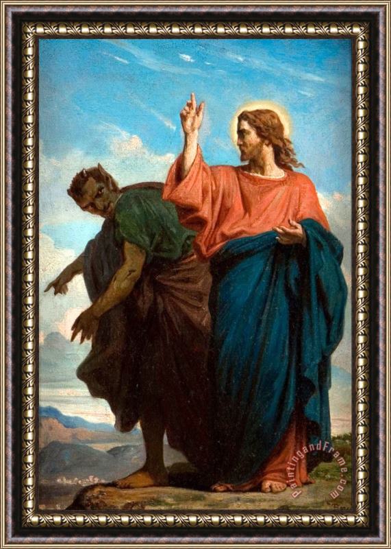Felix-Joseph Barrias The Temptation of Christ by The Devil Framed Painting