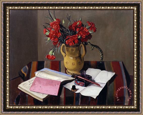 Felix Vallotton Carnations And Account Books Framed Painting