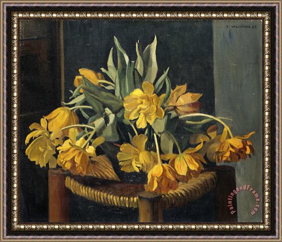 Felix Vallotton Double Yellow Tulips on a Wicker Chair Framed Print
