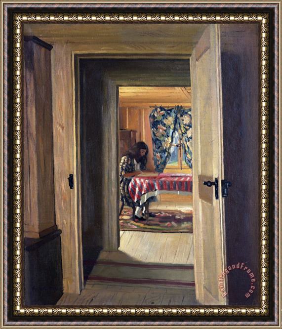 Felix Vallotton Interior with a Young Girl Writing Framed Painting