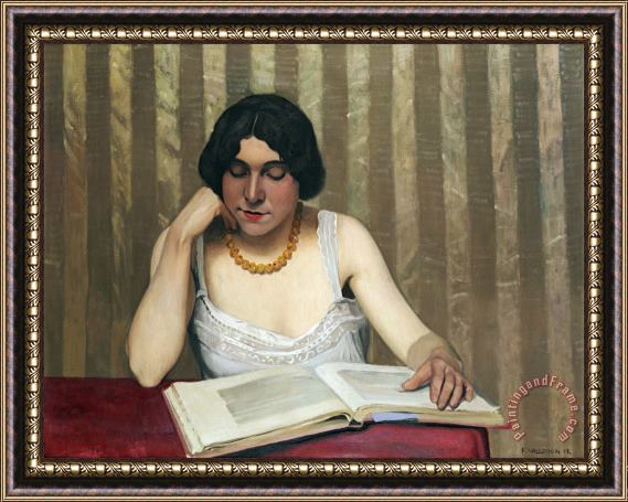 Felix Vallotton Reader with a Yellow Necklace Framed Painting