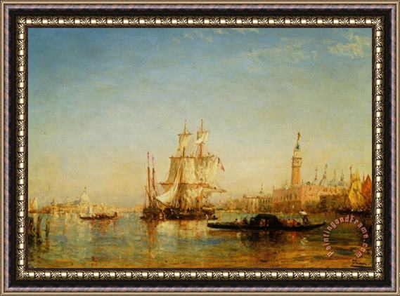 Felix Ziem Ships on Bacino De San Marco Framed Print