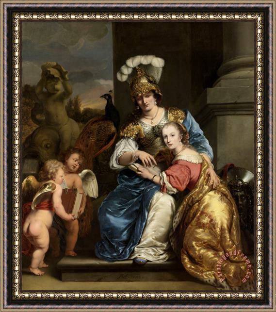 Ferdinand Bol Margarita Trip As Minerva, Instructing Her Sister Anna Maria Trip Framed Painting