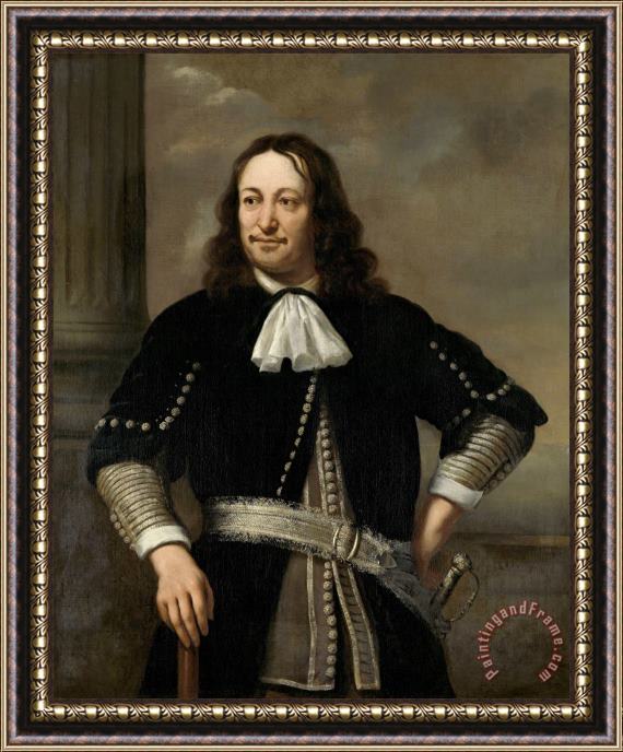 Ferdinand Bol Portrait of a Naval Officer, Probably Vice Admiral Aert Van Nes (1626 1693) Framed Painting
