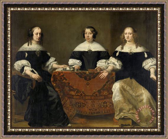 Ferdinand Bol Portrait of The Three Regentesses of The Leprozenhuis, Amsterdam Framed Print