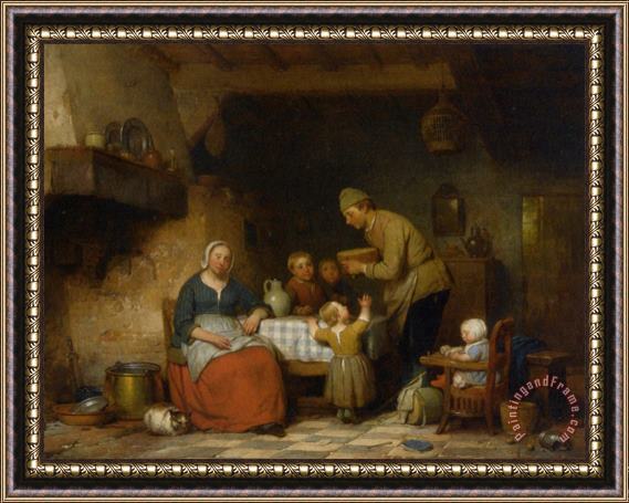 Ferdinand De Braekeleer A Peasant Family Gathered Around The Kitchen Table Framed Painting