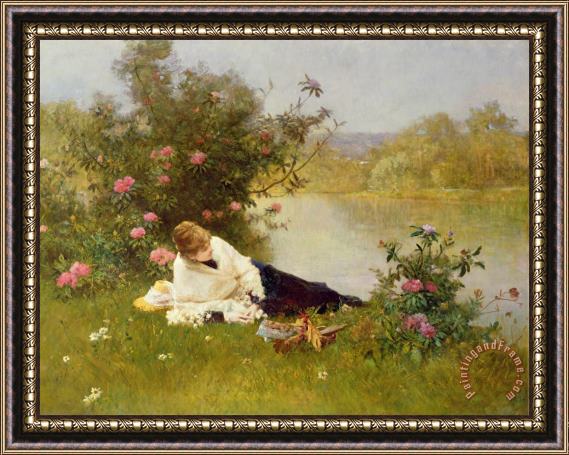 Ferdinand Heilbuth Woman on a River Bank Framed Painting