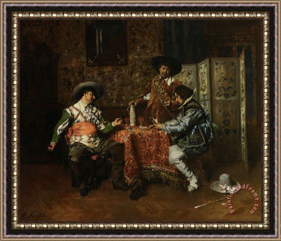 Ferdinand Roybet A Game of Cards Framed Painting