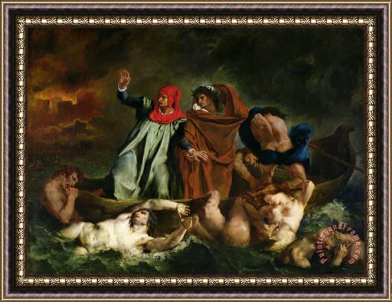 Ferdinand Victor Eugene Delacroix Dante and Virgil in the Underworld Framed Painting