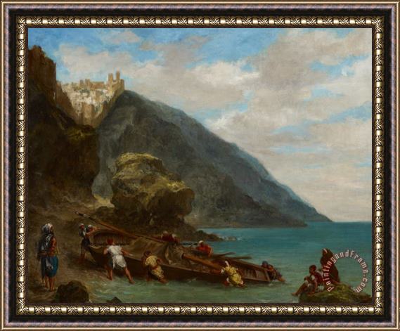 Ferdinand Victor Eugene Delacroix View Of Tangier From The Seashore Framed Painting