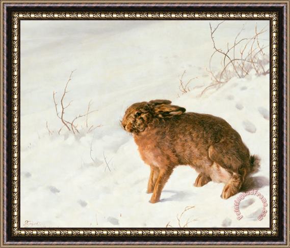 Ferdinand von Rayski Hare in The Snow Framed Painting