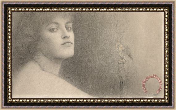Fernand Khnopff Study for L'offrande (the Offering), 1891 Framed Painting