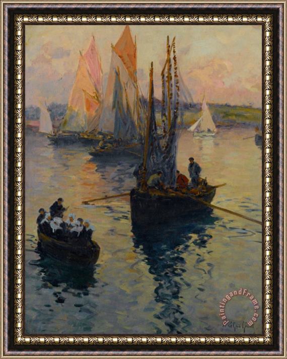 Fernand Marie Eugene Legout Gerard Bateaux Bretons Framed Painting
