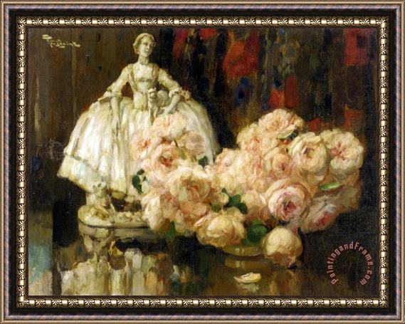 Fernand Toussaint Still Life with Roses Framed Print