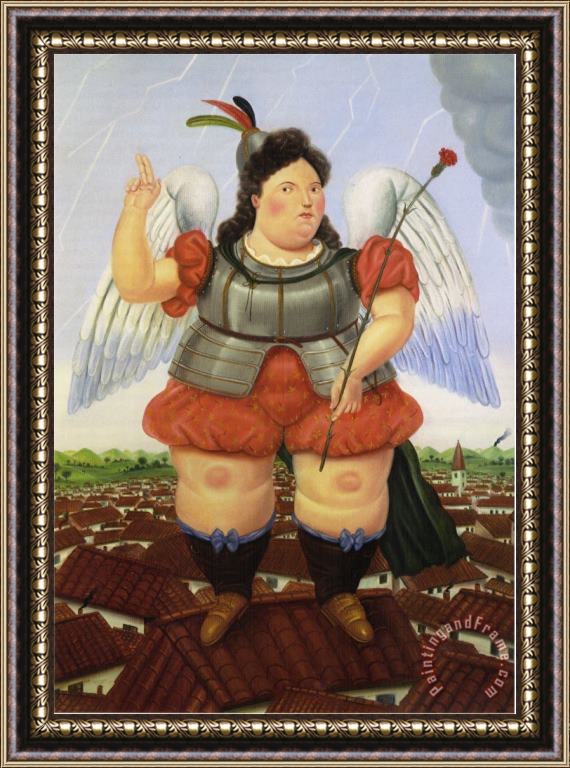 fernando botero Archangel Framed Painting