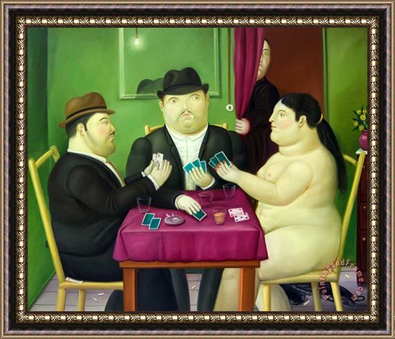 Fernando Botero Card Players, 1991 Framed Painting