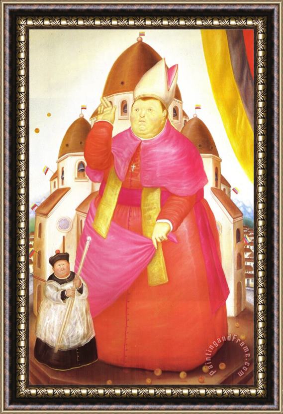 fernando botero Cardinal Framed Painting