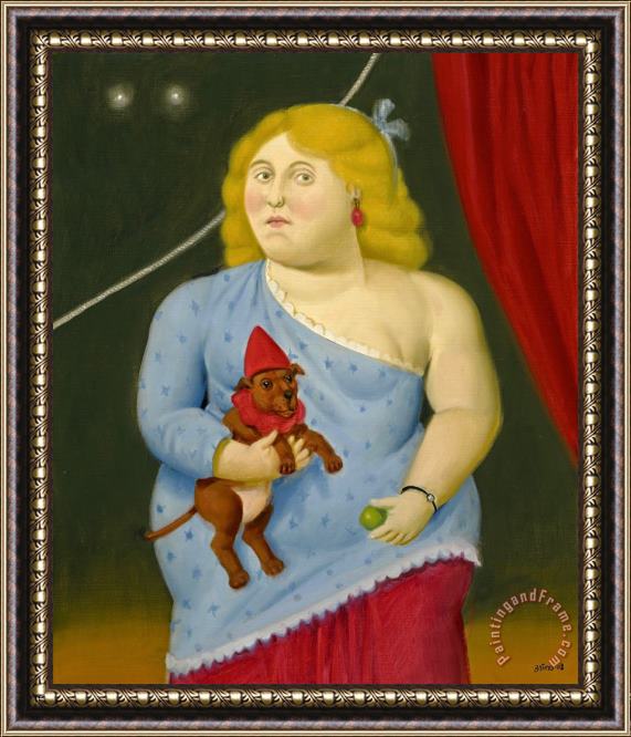 Fernando Botero Circus Woman with Dog, 2008 Framed Painting