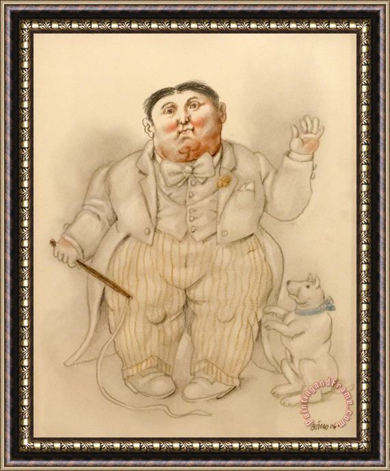 Fernando Botero Dwarf And Dog, 2006 Framed Painting