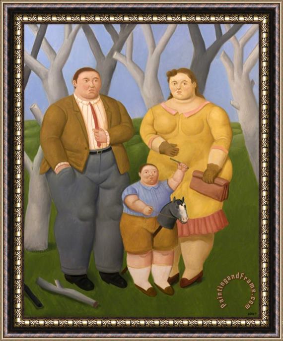 Fernando Botero Familia En El Campo, 2017 Framed Painting