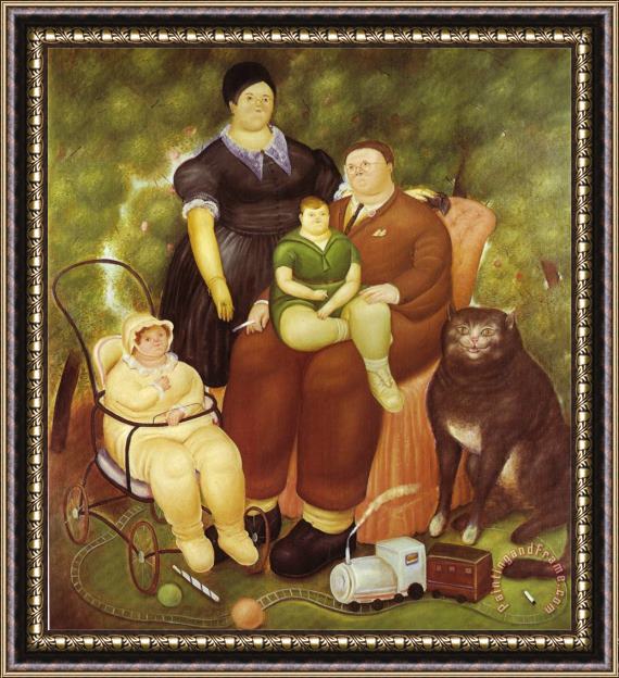 fernando botero Family Scene Framed Painting