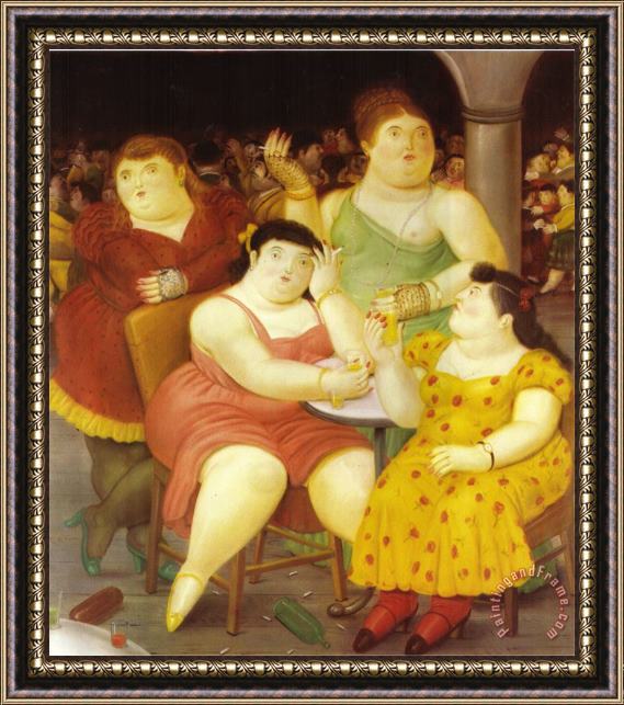 fernando botero Four Women Framed Painting