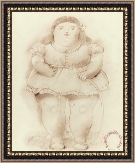 Fernando Botero Girl with Hoop, 1980 Framed Print