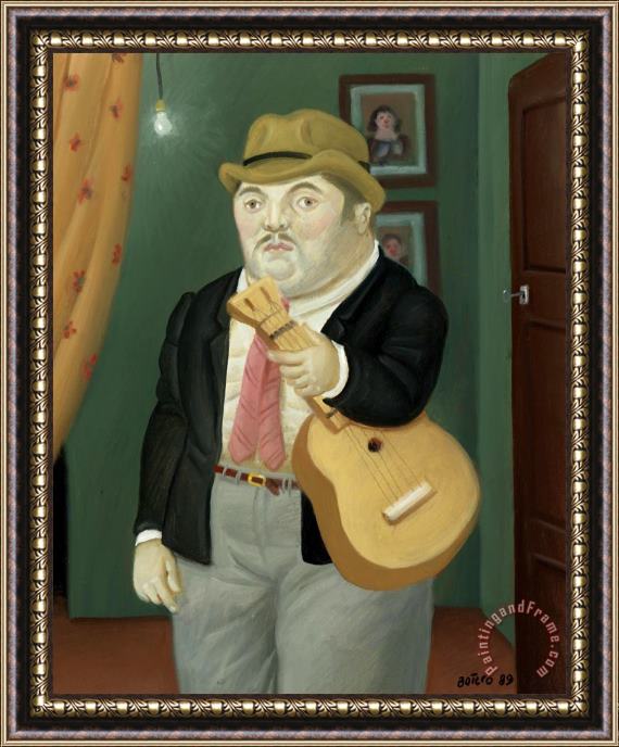 Fernando Botero Homme a La Guitare, 1989 Framed Painting