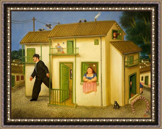 Fernando Botero House, 1995 Framed Painting