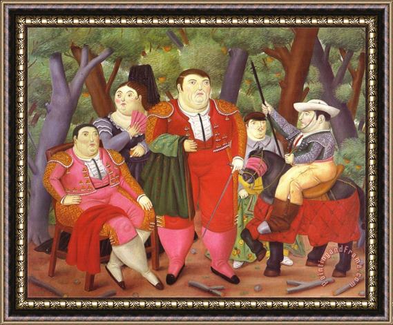 fernando botero Lefty And His Gang Framed Painting