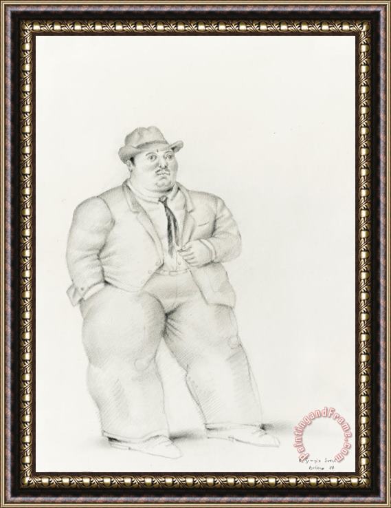 Fernando Botero Man Smoking, 1981 Framed Painting