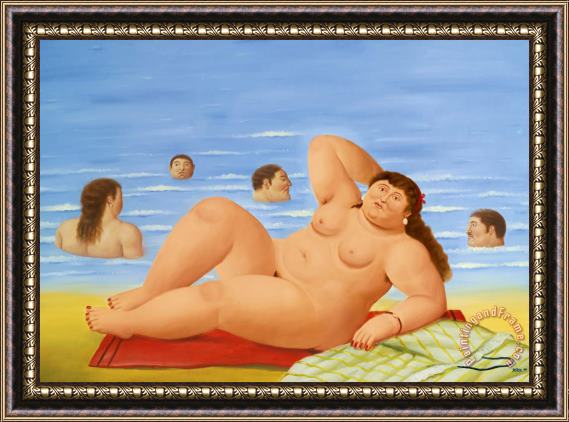 Fernando Botero Nude on The Beach, 2000 Framed Painting